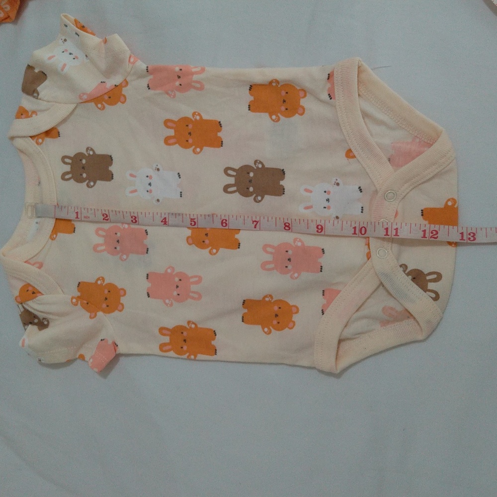 Sterling Cute Baby Girl Bunny Print 2 Bundle Bodysuits in Orange and Cream Set - Picture 8 of 12